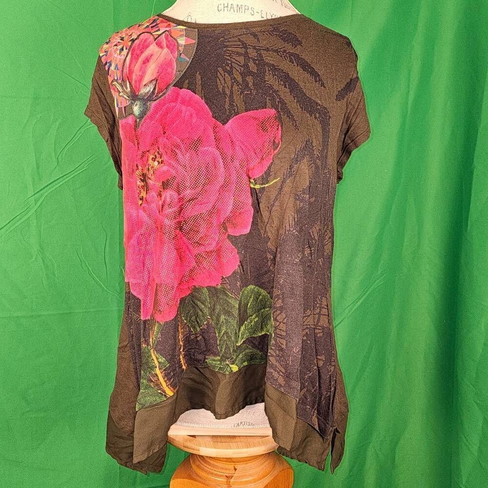 Desigual Womens Olive Green Floral‎ Shirt XL
